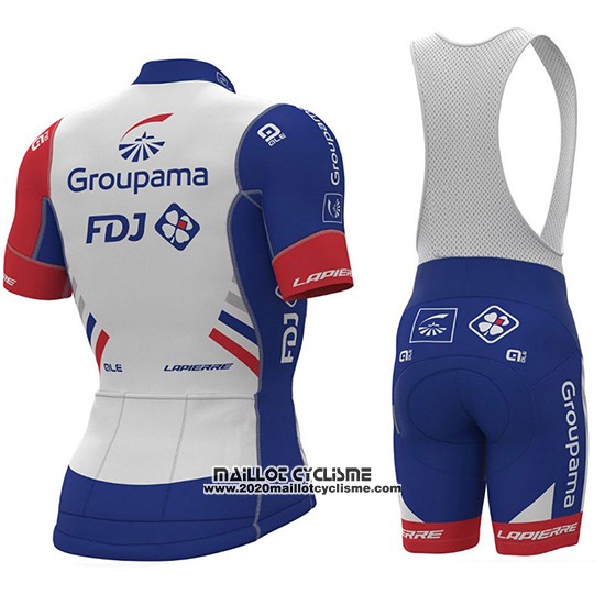 2018 Maillot Ciclismo Groupama FDJ Prs Blanc et Bleu Manches Courtes et Cuissard